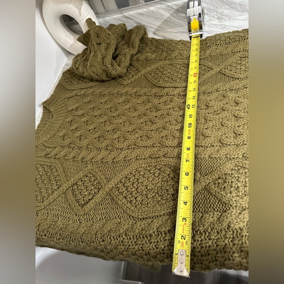 Olive Cable Knit Sweater Dress - Picture 6 of 7